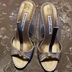 Manolo Blahnik Metallic Snake PVC Heels Size 6 (36.5)
